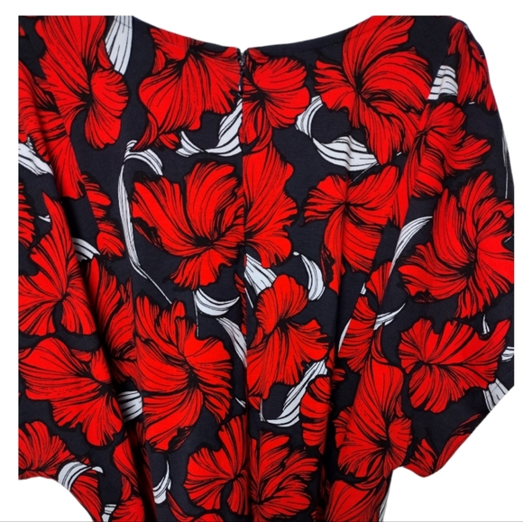 Lane Bryant Red Navy Floral Fit & Flare Lena Dress - Picture 6 of 8